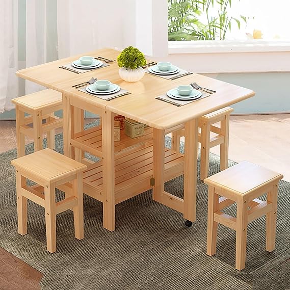 Folding Dining Table Large Table Set 4 Dining Table for 4 Persons, Dining Table Table Chair Set Dining Table Set 4 Seater