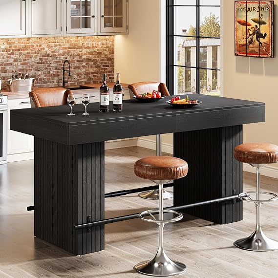 Tribesigns 62.2 Inch Bar Table, Industrial Counter Height Pub Dining Table