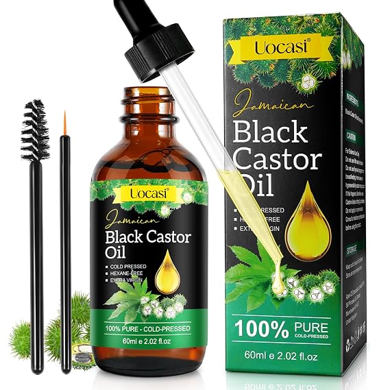 Jamaican Black Castor Oil - 100% Pure and Organic, Cold Pressed in Glass Bottles for Hair Growth, Eyebrow Nourishment, and Skin Hydration