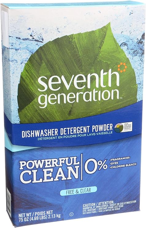 Seventh Generation Dishwasher Detergent Powder for sparkling dishes Free & Clear Dishwasher powder 75 oz