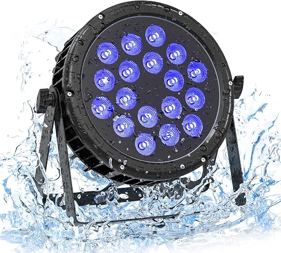 DMX Stage Lights RGBW 4in1 LED Par Light Super Bright 18X18W IP67 Waterproof Sound Activated Auto Play Uplights for Outdoor Wedding Birthday Holiday Music Show Dance Party Stage Lighting (1 Pack)