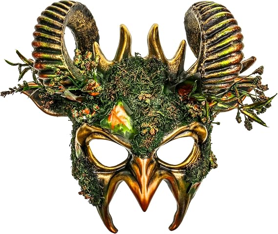 Halloween Costume Masquerade Ram Horn Animal Skull Party Mask Antique Beast Devil Monster Demon Horns Headdress