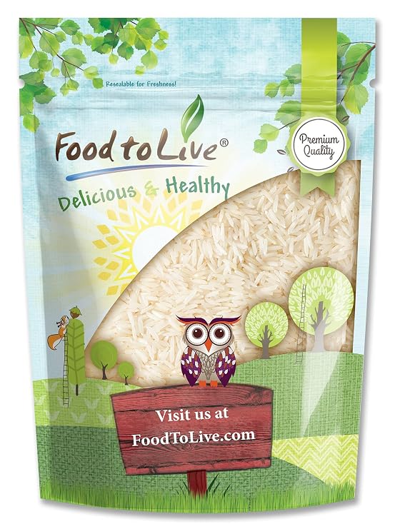 Food to Live - Jasmine White Rice, 1 Pound Long-Grain, Raw, Vegan, Kosher, Bulk. Fluffy Texture. Perfect Side Dish. Great for Stir-Fried Vegetables, Stews, and Thai Curries