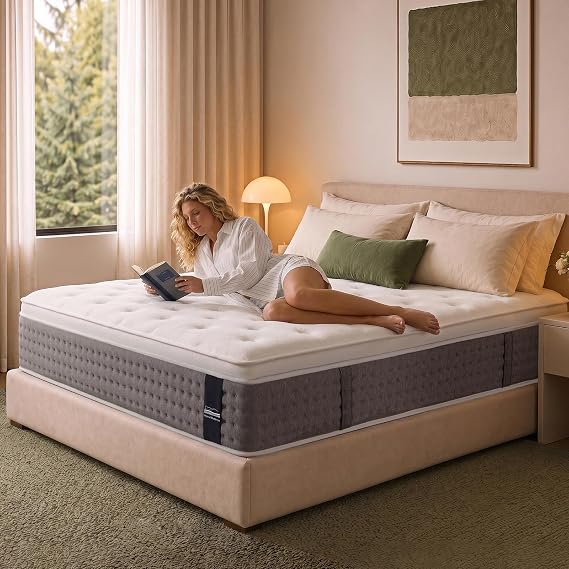 Queen Size Mattress 12 Inches Medium Firm Hybrid, Undisturbed Sleep