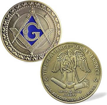 Masonic Challenge Coin Freemasonry Angel Master Mason Blue Lodge Coin