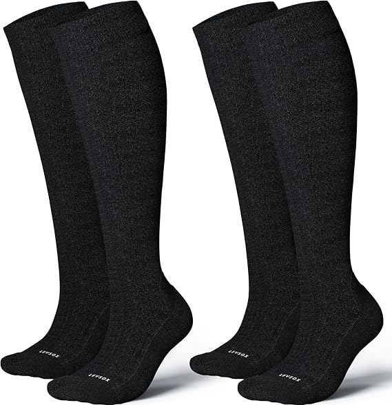 LEVSOX Bamboo Viscose Graduated Compression Socks for Women&Men - Cushioned Knee-High 15-20mmHg Support Socks