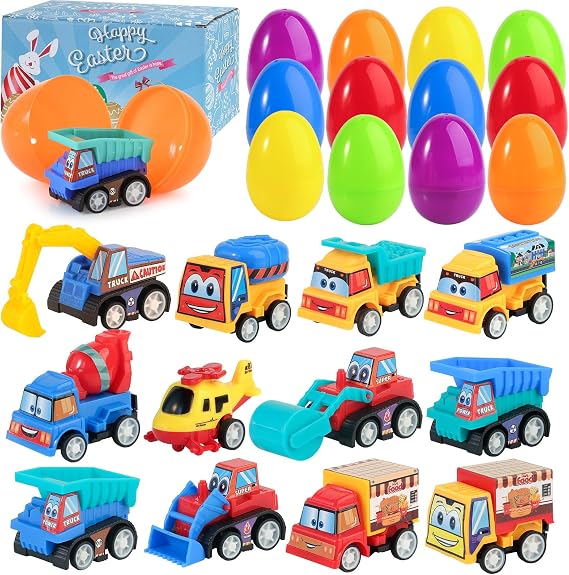 12pcs Prefilled Easter Eggs with Toys Inside, Filled Easter Eggs for Kids, Pre-Filled Easter Eggs Bulk - Perfect for Easter Egg Hunts, Parties, Baskets