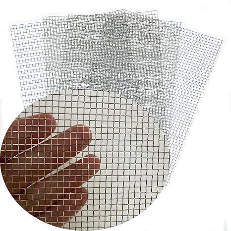 304 Stainless Steel Woven Mesh, 8 Hard and Heat-Resistant Woven Mesh 8"X11.8" (20X30cm) for Air Vent, Animal Cage, Cabinets, Aquarium Wire Mats (4Pack, 8in x 11.8in)