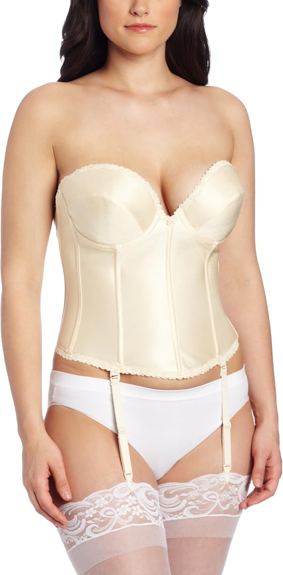 Carnival Women's Low Plunge Backless Satin Corset Bra