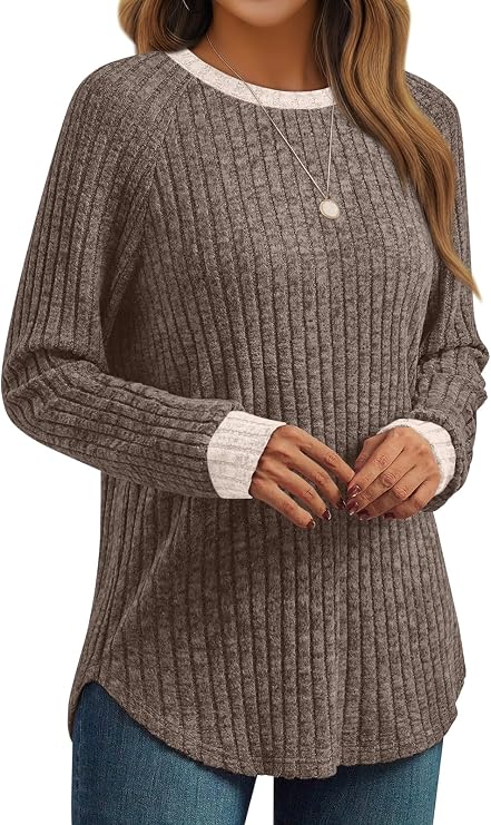 AUTOMET Womens Long Sleeve Tops Fall Fashion Casual Tunic | Fall Chic Style, Cloud-Soft Texture, Seamless Outfit Pairing, Your Go-to Layer