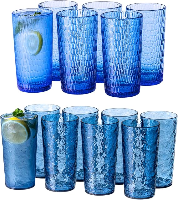 Blue Acrylic Glasses Bundle - 18oz (Set of 8) and 22oz (Set of 6)