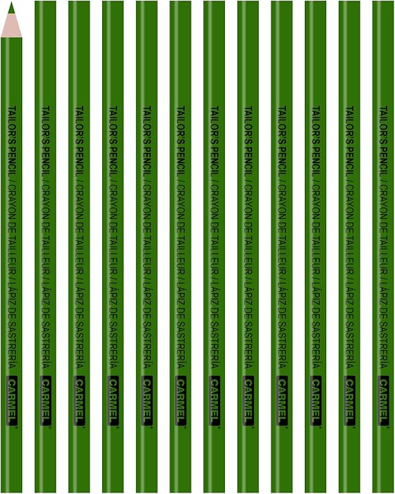 Carmel Tailor Pencil, Box of 12 (Green), Fabric Pencil, Sewing Marker, Applies Markings to Textiles