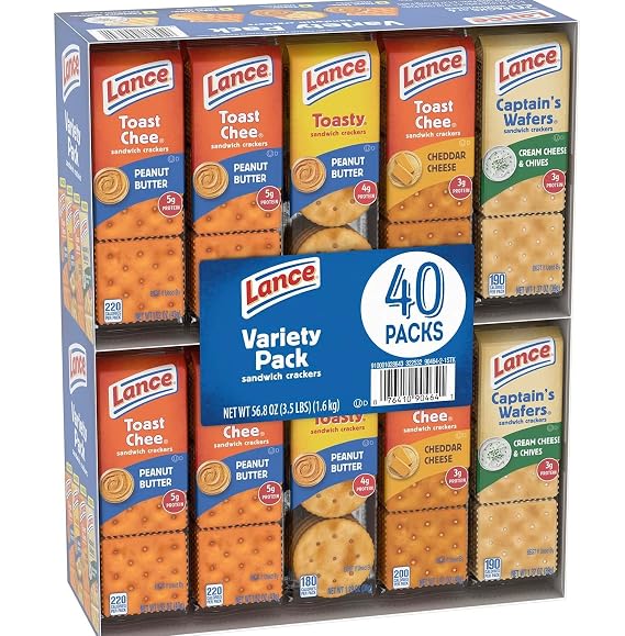 Lance Variety Pack Sandwich Crackers, 40 packs.