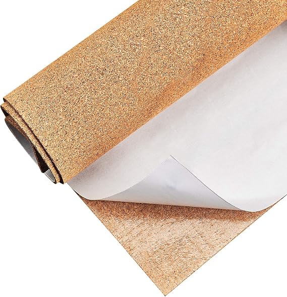 BENECREAT 2mm Thick Adhesive Cork Roll Liner, 12x24 Inch Insulation Cork Roll for Bulletin Board, Coasters, Door Signs and Floor Wall Decor