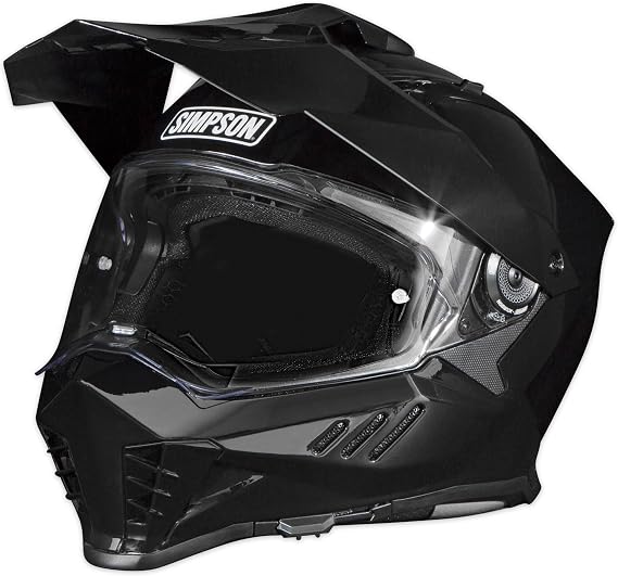 Simpson Xcursion Bandit Motorcycle Helmet - Black - Large | Off Road Dirt Bike UTV Motocross ATV | Full Face | Removable Peak | Clear Pinlock Anti-Fog Visor Shield | DOT ECE Certified (XB2LG)