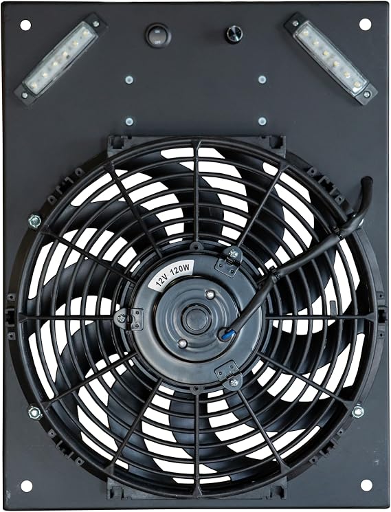 ICESTORM Universal UTV 11,000 CFM Ceiling Fan. IP66 with LED Lights and Installs on Any UTV. USA Trademarked by Motoalliance.