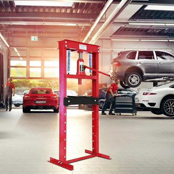 GAOMON Heavy Duty 12 Ton H-Frame Hydraulic Shop Press Adjustable Benchtop Press with Movable Plates, Pressure Relief Valve, Particulate Cover Professional Steel Hydraulic Power Equipment