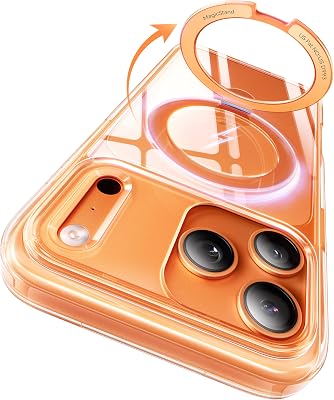 CASEKOO Official Cosmic Orange for iPhone 17 Pro Max Case with Ultra Magnetic Stand, Fit for MagSafe, 17FT Military Grade Protection, Transparent Slim Cover for iPhone 17 Pro Max 6.9, Orange