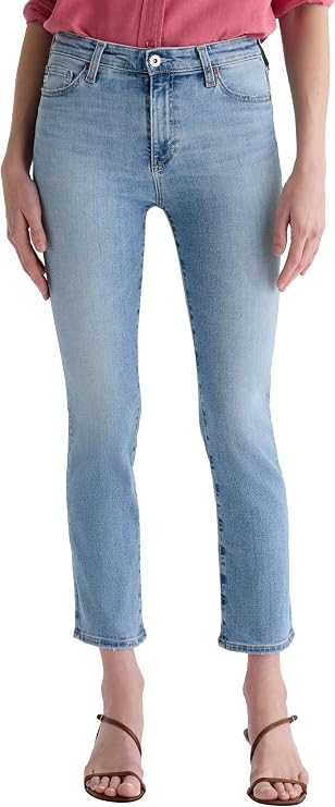 AG Women's Mari Mid-Rise Slim Straight Crop Jeans in Marina Blue 28 27 inch Inseam
