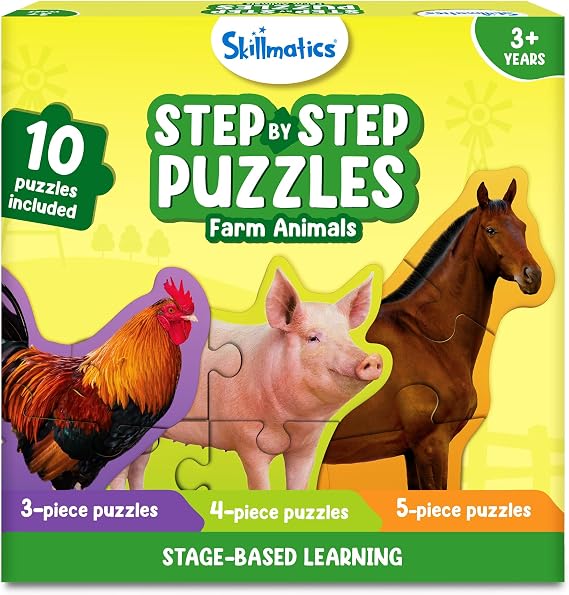 Skillmatics Step by Step Jigsaw Puzzles Toddler Toys & Games, 40 Pieces