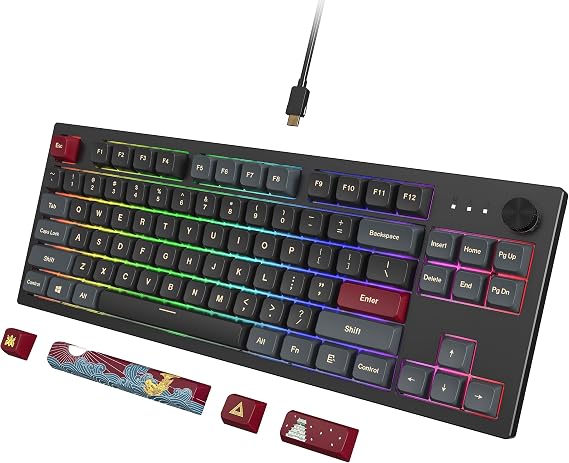 Montech MKey TKL Mechanical Gaming Keyboard: Customizable RGB LED, Premium MDA Profile PBT Keycap, Hot-Swappable Gateron G Brown Pro 2.0 Pre-lubed Switches, Osaka Castle Theme, Darkness (MK87DB)