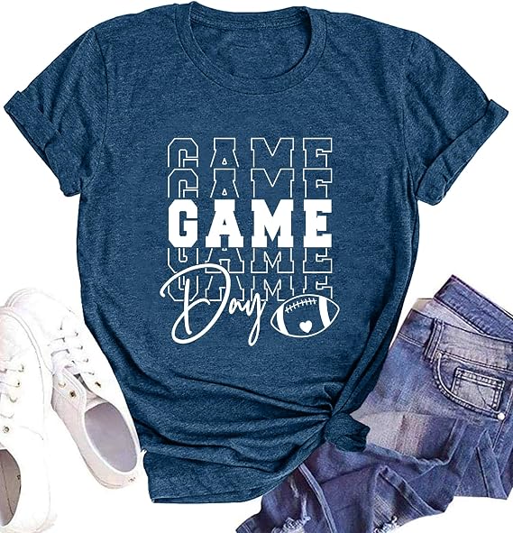 Game Day Shirts Women Softball Mom T Shirt Football Tee Shirt Ball Lightning Graphic Short Sleeve Sport Lover Gifts Top
