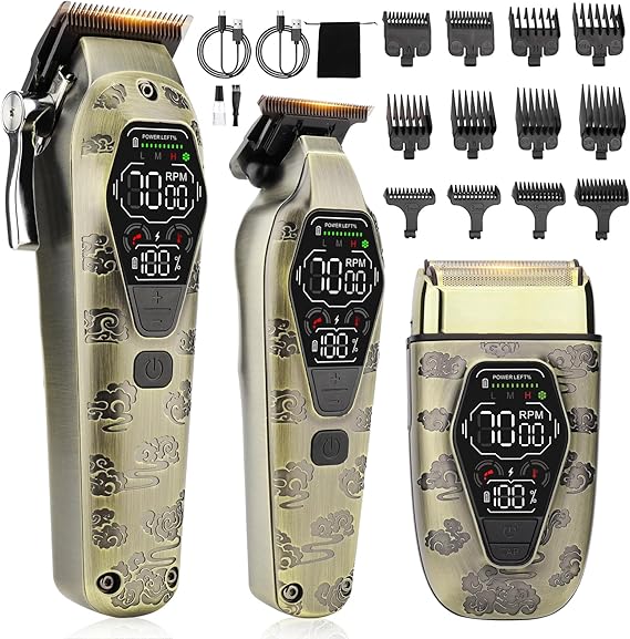 Bomxin Hair Clippers for Men Professiona,3 in 1 T-Blade Barber Clippers and Trimmers Set for Barber kit, Mens Cordless Hair Clippers, Beard Trimmer for Men