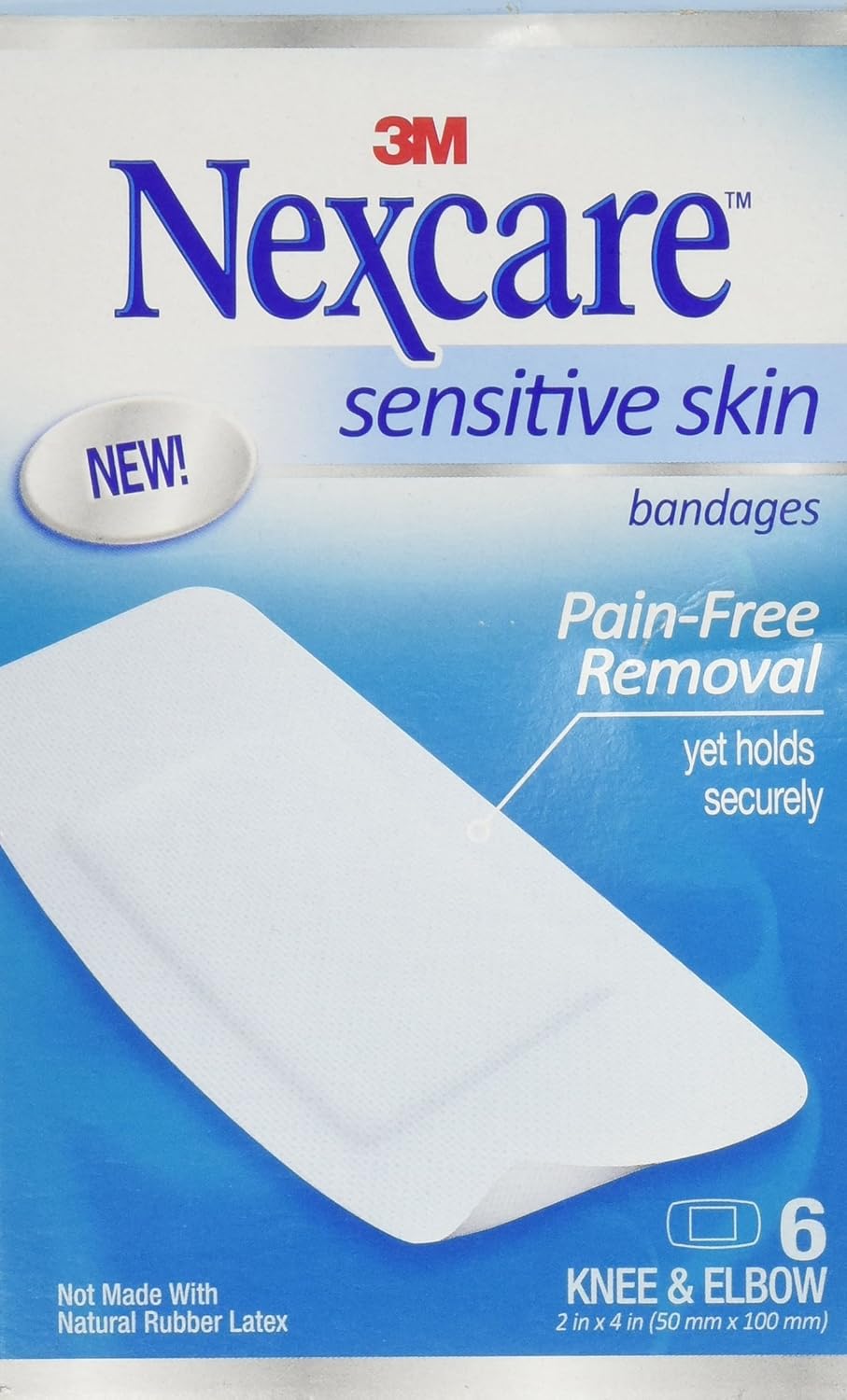 Nexcare Sensitive Skin Bandages,Knee and Elbow 6 ea
