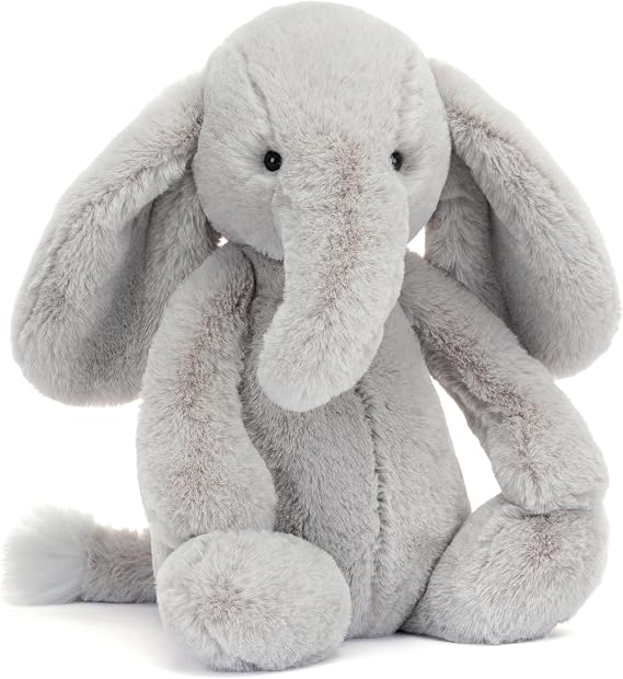 Jellycat Bashful Luxe Elephant Thuddeus Stuffed Animal, Medium