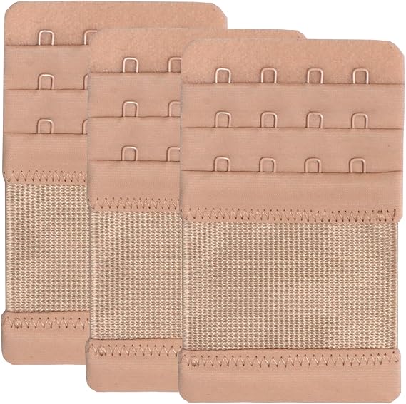 Bra Extenders 4 Hook Elastic Stretchy Bra Extensions Strap Comfortable 3pcs-Pack