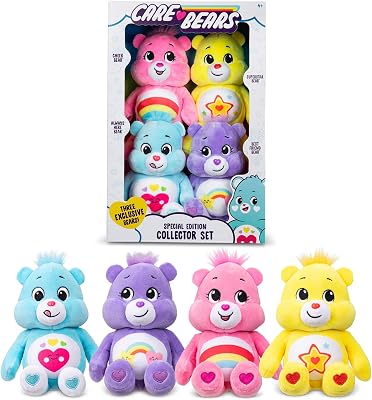 Basic Fun Care Bears Treasure Chest: Set of 4 Beanie Soft Plush Toys