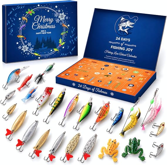 Fishing Advent Calendar 2026 Lure - 24 Days Xmas Gift Adult Men Teen Boys