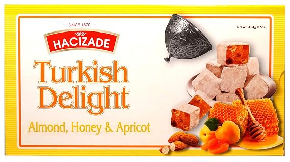 Hacizade Turkish Delight With Apricot, Honey, and Almond, 454g, 1 pound (16 ounce)