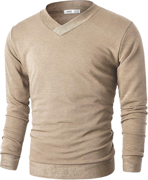 Ohoo Mens Slim Fit V Neck Pullover Sweater Lightweight Long Sleeve Casual Business Dress Sweater