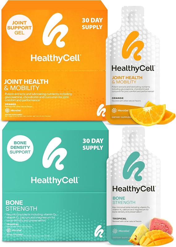 Healthycell Joint Health & Mobility + Bone Strength Liquid Vitamins and Supplement Gel Packs