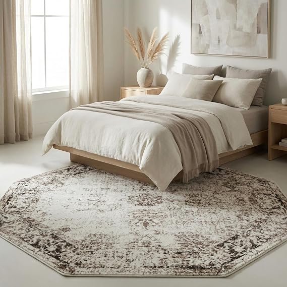 Unique Loom Sofia Collection Area Rug - Casino (7' 10" Octagon, Beige/ Tan)