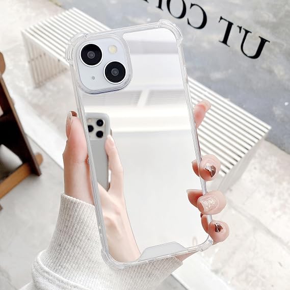 ミラーケース iPhone 13用 四隅の厚いガード耐衝撃 ハードバック ソフトバンパー 保護カバー ガールズ レディース メイクアップ バックカメラ セルフィー Mirror 13
