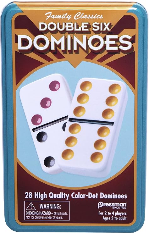 Pressman Double 6 Colored Dominoes, 5"