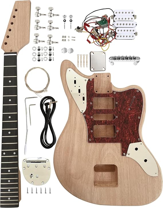 Electric Guitar Kit Beginner Kit 6 String Right Handed with Mahogany Body Mahogany Neck Rosewood Fingerboard Chrome Hardware Build Your Own Guitar.