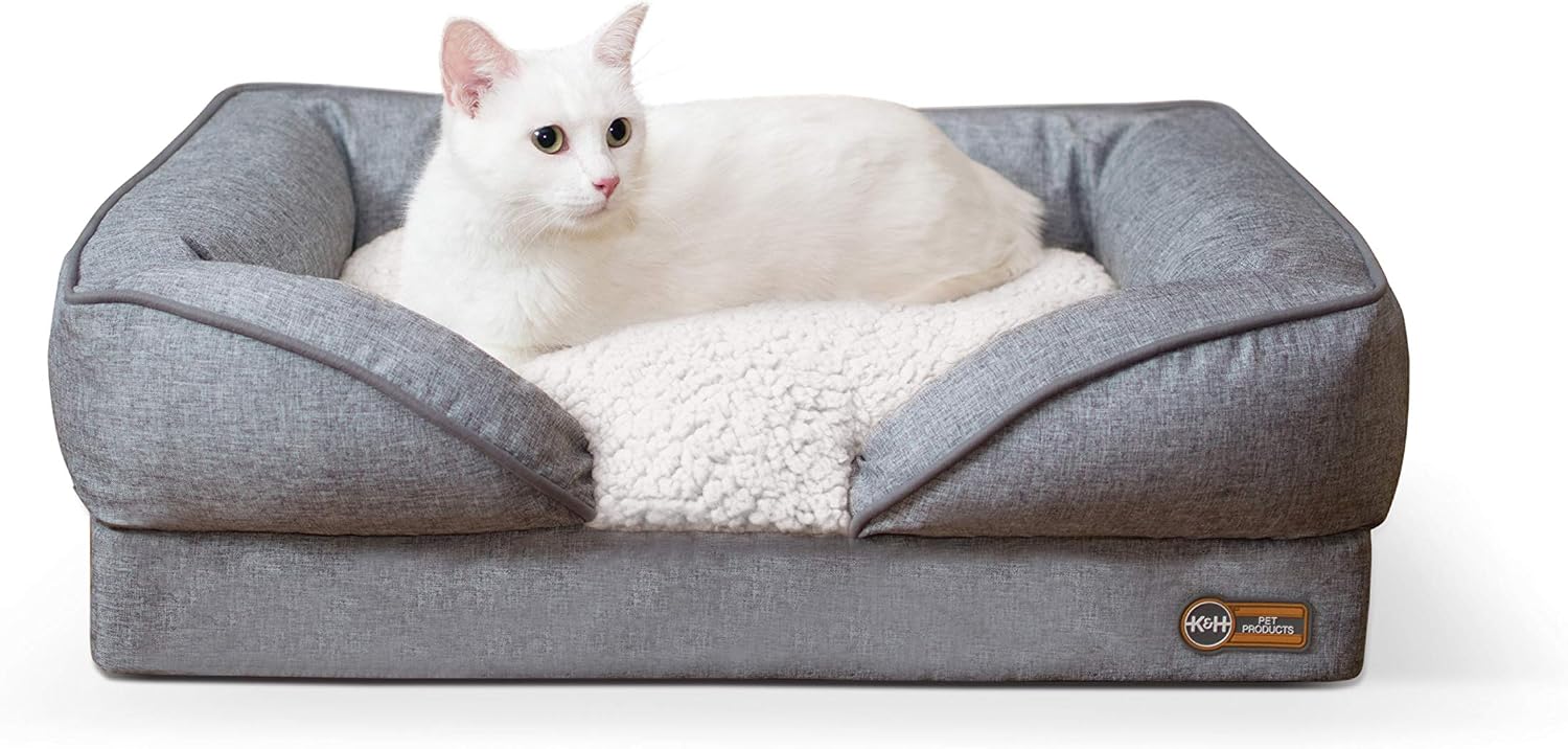 K&H Pet Products Pillow-Top Orthopedic Lounger Sofa Dog Bed Classy Gray Small 18 X 24 Inches