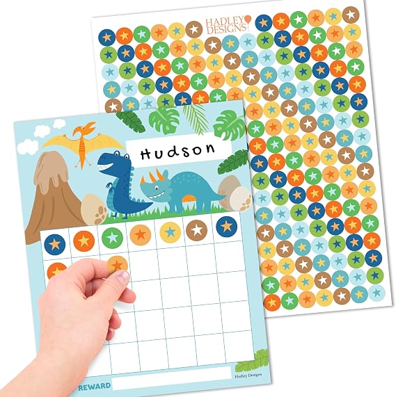 Sticker Chart for Kids Behavior at Home and Back to School Reward Charts | Dinosaur Behavior Chart for Kids at Home, Incentive Sticker Sheets for Children Behavior, Star Chart for Rewards