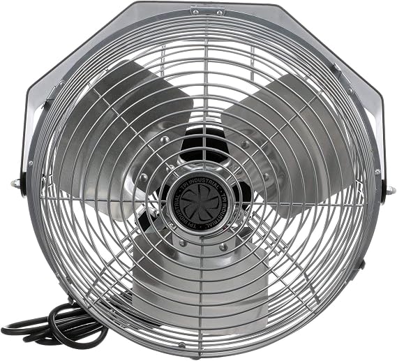 TPI U-12-TE Wall Mount Heavy Duty Ceiling Barn Fan for Garage, Shop, Workstation, Patio, 12" High-Velocity Commercial Indoor/Outdoor Fan, 1/12 Hp