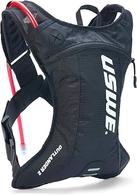 USWE Outlander 2L, Hydration Pack with 1,5L 50 oz Hydration Bladder, Black. Bounce Free.