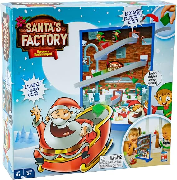 Fotorama Santa's Factory Fast Paced Present Delivery Christmas Game with Spinning Santa's Sleigh & Gift Chute Holiday Fun Activities for The Family and Kids Ages 4 and Up 1-2 Player Games