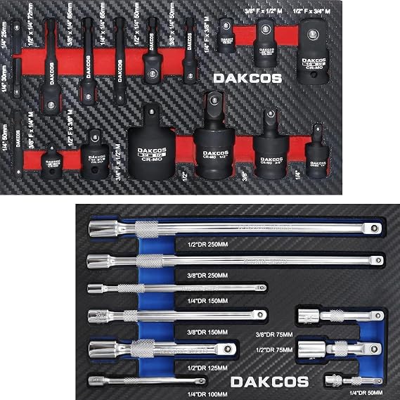 17 Pieces Impact Socket Adapter Set & 9 Pieces Socket Extension Set