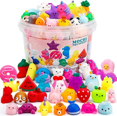 80 Pack Mochi Squishy Toys, Easter Basket Stuffers Party Favors for Kids 4-8-12,Birthday Gifts Treasure Box Classroom Prizes Goodie Bag Stuffers, Mini Squishy Fidget Toys, Carnival Prizes in Bulk