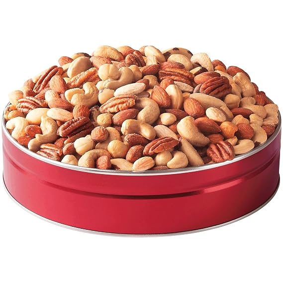 The Swiss Colony Premium Fancy Mixed Nuts in Gift Tin, 1 lb. 12 oz. | Pecans, Almonds, Cashews, Brazil Nuts, Filberts (Hazelnuts), No Peanuts, Salted Treats Perfect for Snacking
