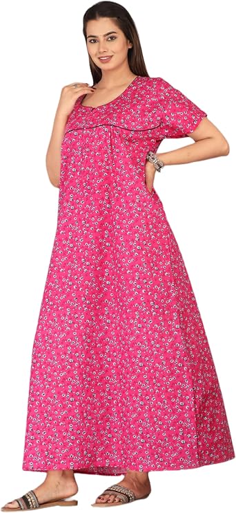 soft indian nighty for women, maxi nightgowns for women Cotton Sleepwear comfort nightwear dress,