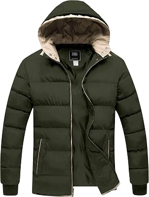 ZSHOW Mens Winter Thicken Jacket Warm Double Hooded Quilted Cotton Coat