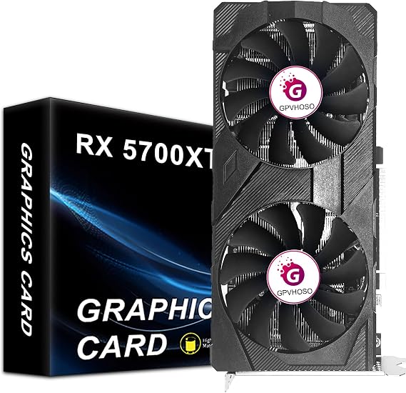 GPVHOSO Radeon RX 5700 XT 8GB Graphics Card GDDR6 2560SP 256bit Computer Graphics Card GPU PCI-e 4.0 x16 HDMI/DisplayPort*3 Interface Video Card AMD PC Game Office Support up to 8K